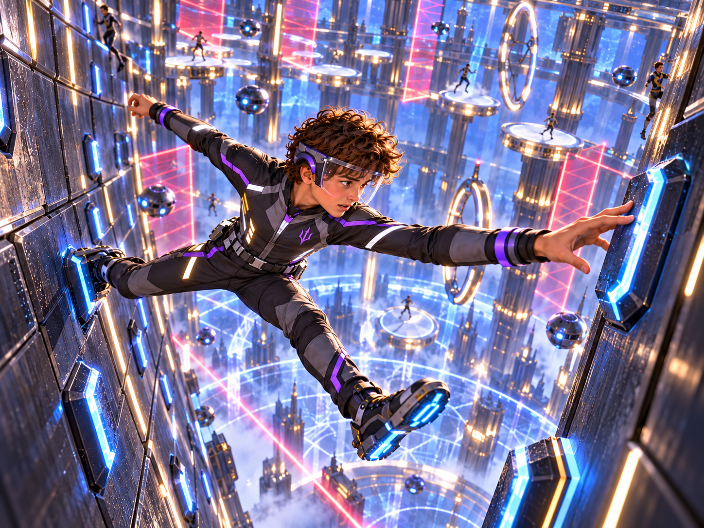 Sardis navigates the glowing, changing obstacle course of the First Agon.